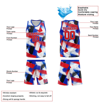 Benutzerdefinierter Basketball Jersey Uniform Anzug gedruckt Ihr Logo Name Nummer Royal &Rot