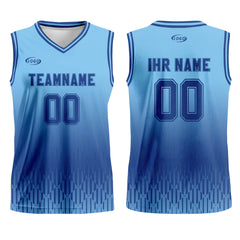 Benutzerdefinierter Blau Dunkelblau Farbverlauf Basketball Jersey Uniform Anzug gedruckt Ihr Logo Name Nummer