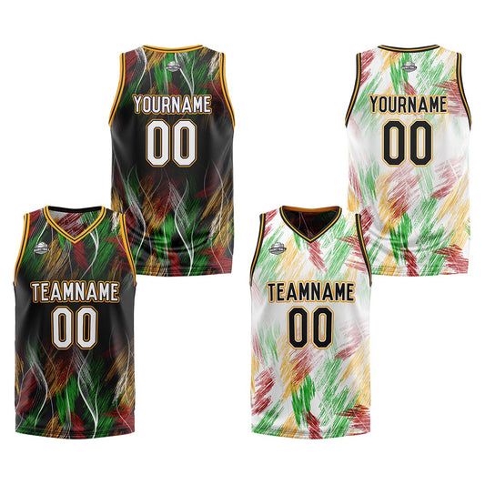 Benutzerdefinierte Schwarz Orange Reversible Basketball Jersey Personalisierte Print Name Nummer Logo