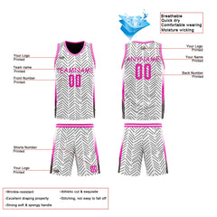 Benutzerdefinierte Reversible Basketball Jersey Personalisierte Print Name Nummer Logo Chevron-Weiß&Schwarz