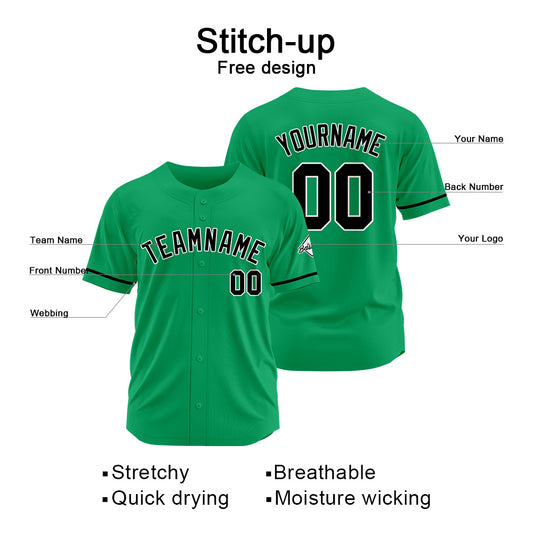 Benutzerdefinierte Authentisch Baseball-Trikot Grün Schwarz