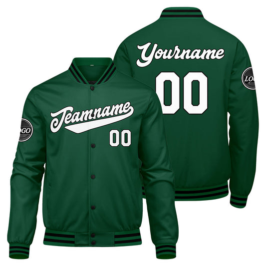 Benutzerdefinierte Verlauf Varsity-Jacke. Letterman-Jacke Grün Schwarz Weiß