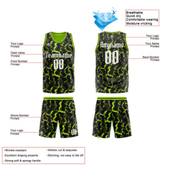 Benutzerdefinierte Reversible Basketball Jersey Personalisierte Print Name Nummer Logo Schwarz&Neon Grün