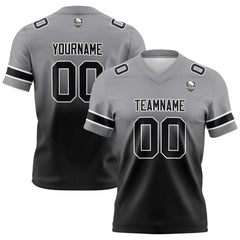 Benutzerdefinierte Grau Schwarz Gradient Fußball Trikots Personalisierter Name Nummer Logo