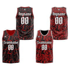 Benutzerdefinierte Reversible Basketball Jersey Personalisierte Print Name Nummer Logo Neon Grün&Schwarz&Rot