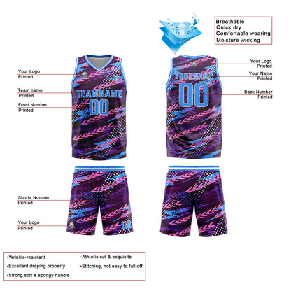 Benutzerdefinierte Rosa Lila Reversible Basketball Jersey Personalisierte Print Name Nummer Logo