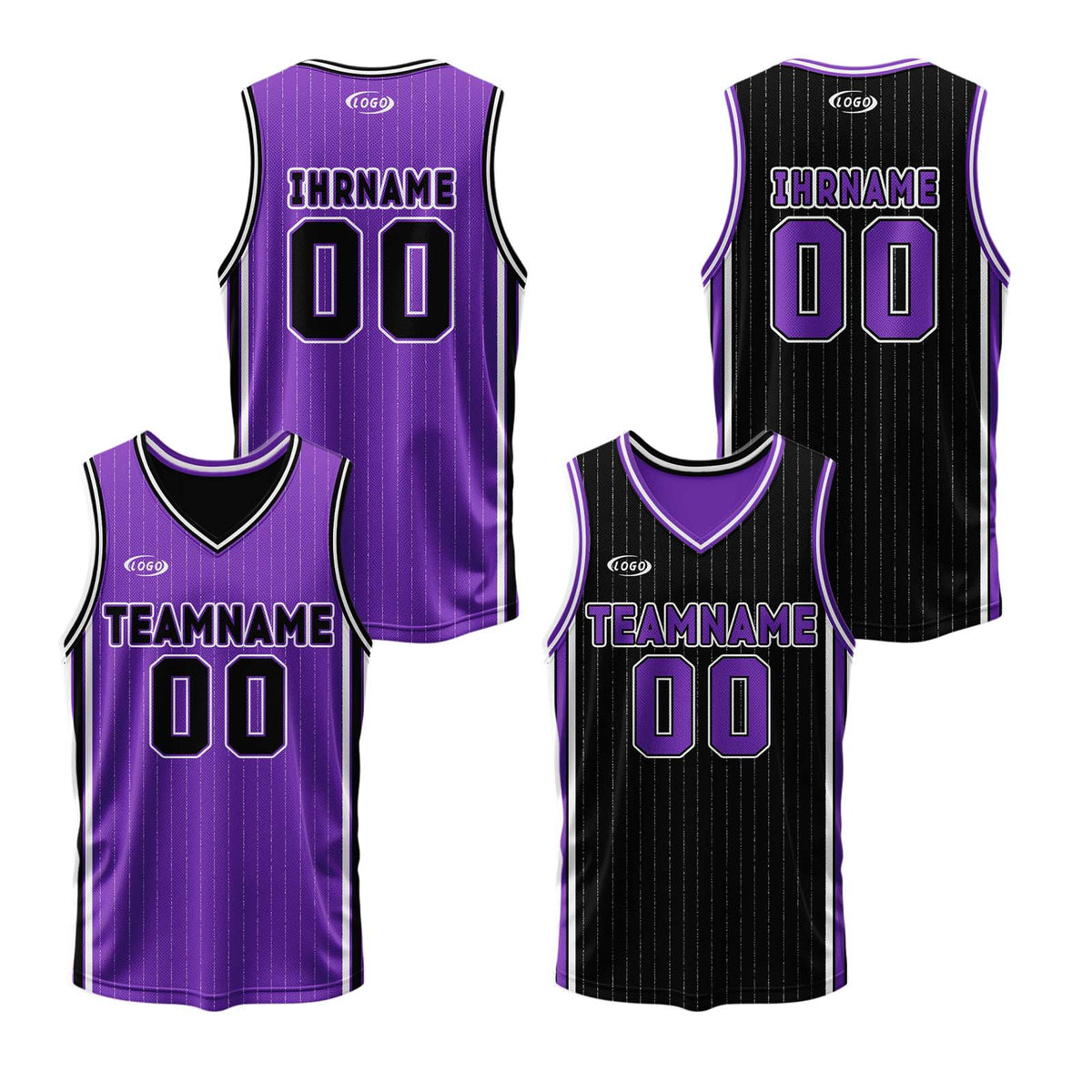 Benutzerdefinierte Lila Schwarz Reversible Basketball Jersey Personalisierte Drucken Name Nummer Logo