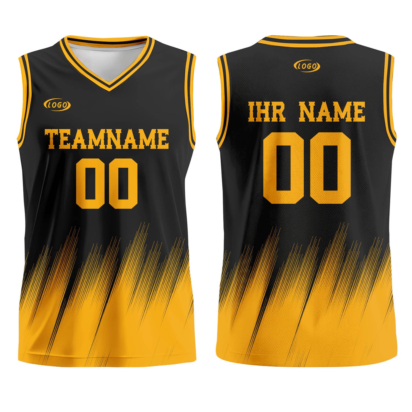 Benutzerdefinierter Schwarz Gelb Basketball Jersey Uniform Anzug gedruckt Ihr Logo Name Nummer
