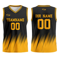 Benutzerdefinierter Schwarz Gelb Basketball Jersey Uniform Anzug gedruckt Ihr Logo Name Nummer