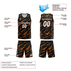 Benutzerdefinierte Reversible Basketball Jersey Personalisierte Print Name Nummer Logo Schaden-Orange