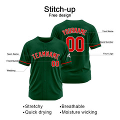 Benutzerdefinierte Authentisch Baseball-Trikot Dunkel Grün-Rot