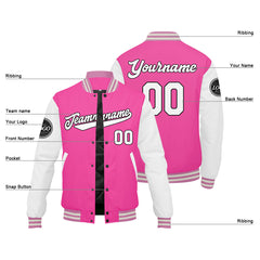 Benutzerdefinierte Verlauf Varsity-Jacke. Letterman-Jacke Pink