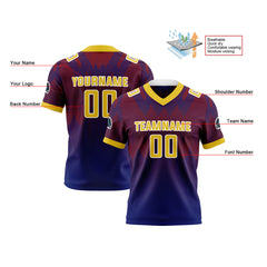 Benutzerdefinierte Blau Lila Gelb Reversibel Fußball Trikot Personalisierte Gradient Fußball Shirts für Männer gedruckt Team Name Nummer Logo