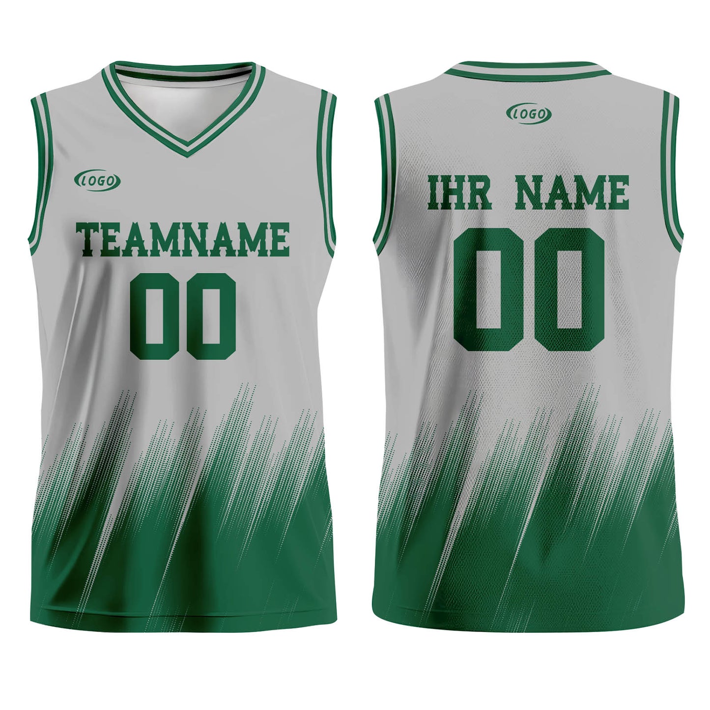 Benutzerdefinierter Grau Grün Basketball Jersey Uniform Anzug gedruckt Ihr Logo Name Nummer
