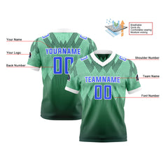 Benutzerdefinierte Grün Blau Reversibel Fußball Trikot Personalisierte Gradient Fußball Shirts für Männer gedruckt Team Name Nummer Logo