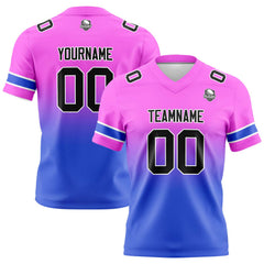 Benutzerdefinierte Rosa & Blau Gradient Fußball Trikots Personalisierter Name Nummer Logo