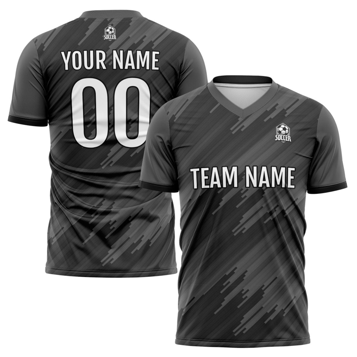 Benutzerdefinierte Grau Fußball Trikots für Männer Frauen Personalisierte Fußball Uniformen für Erwachsene und Kind
