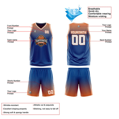 Benutzerdefinierte Blau Orange Weiß Reversible Basketball Jersey Personalisierte Print Name Nummer Logo