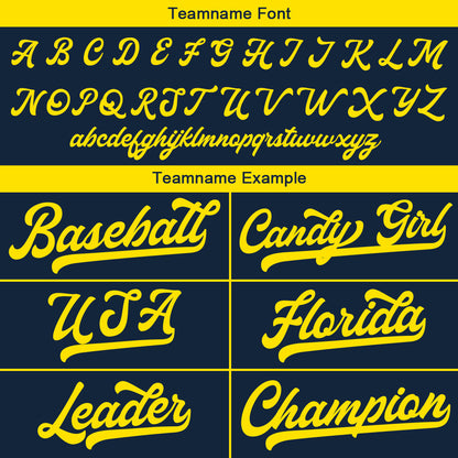Benutzerdefinierte Authentisch Baseball-Trikot Marine-Gelb