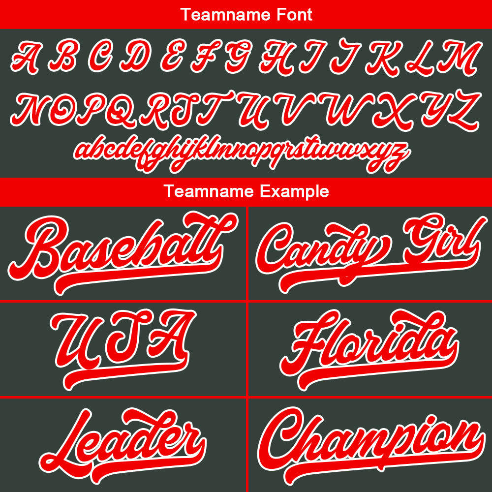 Benutzerdefinierte Authentisch Baseball-Trikot Dunkel Grau-Rot