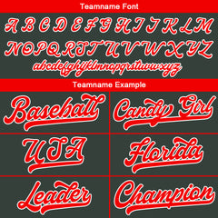 Benutzerdefinierte Authentisch Baseball-Trikot Dunkel Grau-Rot