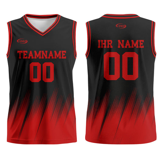 Benutzerdefinierter Schwarz Rot Basketball Jersey Uniform Anzug gedruckt Ihr Logo Name Nummer