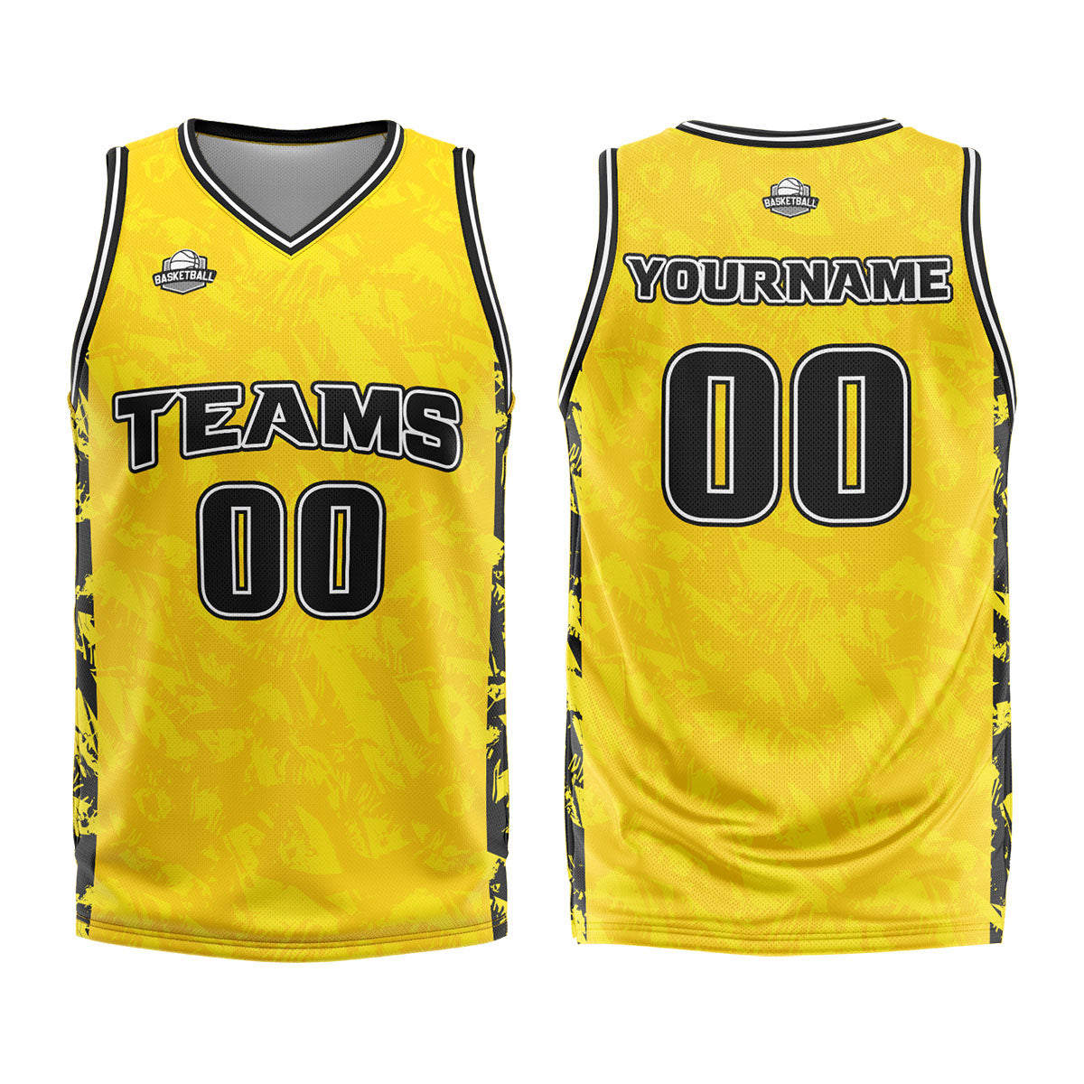 Benutzerdefinierter Gelb Basketball Jersey Uniform Anzug gedruckt Ihr Logo Name Nummer