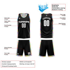 Benutzerdefinierter Basketball Jersey Uniform Anzug gedruckt Ihr Logo Name Nummer Schwarz