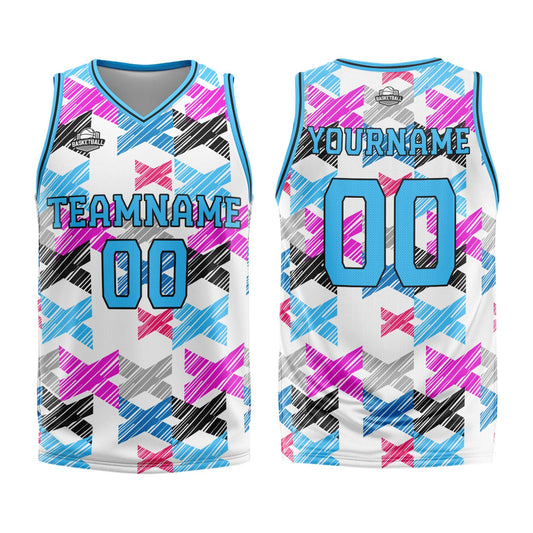 Benutzerdefinierter  Hellblau Basketball Jersey Uniform Anzug gedruckt Ihr Logo Name Nummer