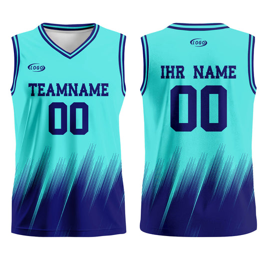 Benutzerdefinierter Petrol Blau Basketball Jersey Uniform Anzug gedruckt Ihr Logo Name Nummer
