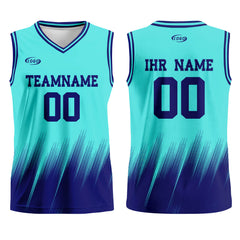 Benutzerdefinierter Petrol Blau Basketball Jersey Uniform Anzug gedruckt Ihr Logo Name Nummer