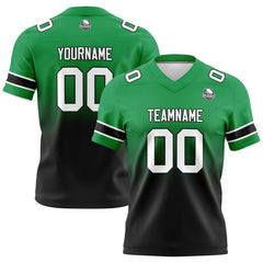Benutzerdefinierte Grün Schwarz Gradient Fußball Trikots Personalisierter Name Nummer Logo