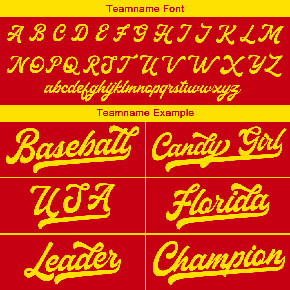 Benutzerdefinierte Authentisch Baseball-Trikot Rot Gelb