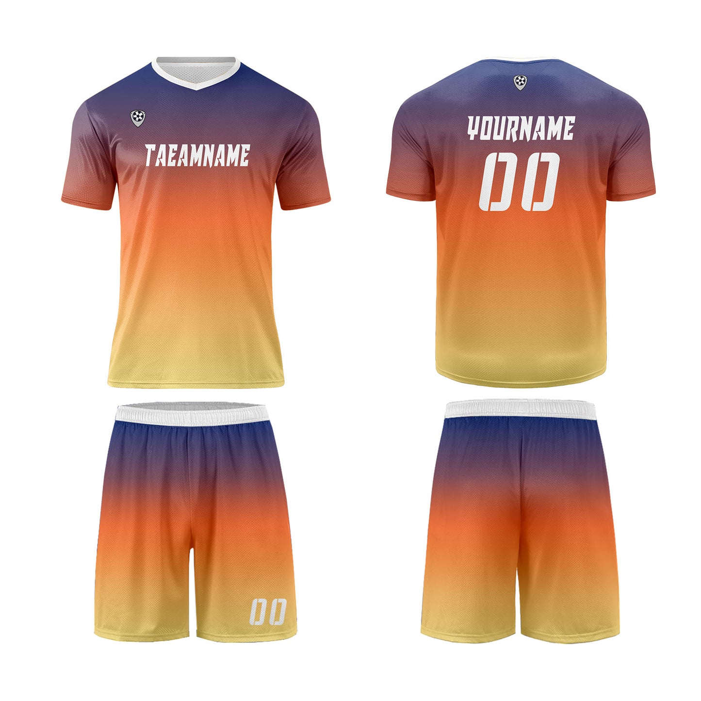 Benutzerdefinierte Blau Orange Gelb Trikots für Männer Frauen Personalisierte Fußball Uniformen für Erwachsene und Kind