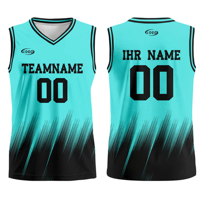 Benutzerdefinierter Petrol Schwarz Basketball Jersey Uniform Anzug gedruckt Ihr Logo Name Nummer