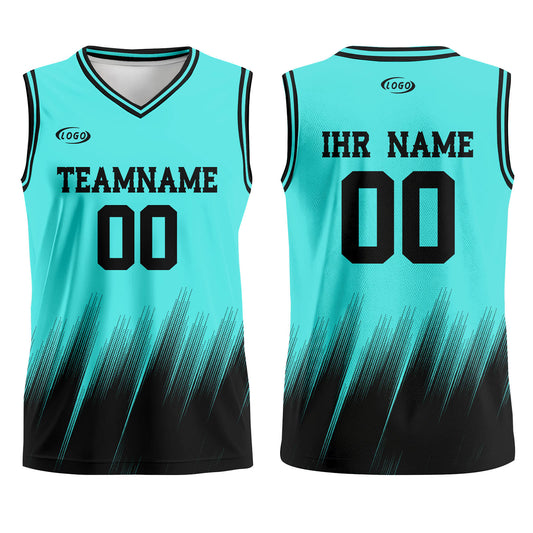 Benutzerdefinierter Petrol Schwarz Basketball Jersey Uniform Anzug gedruckt Ihr Logo Name Nummer