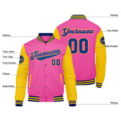 Benutzerdefinierte Verlauf Varsity-Jacke. Letterman-Jacke Rosa Gelb Royal