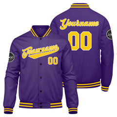 Benutzerdefinierte Verlauf Varsity-Jacke. Letterman-Jacke Lila Gelb