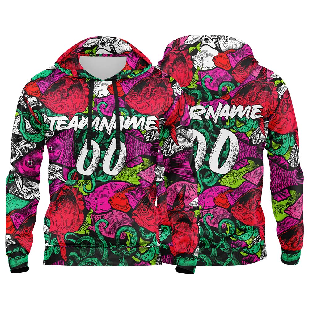 Benutzerdefinierter Sweatshirt-Hoodie für Mann, Frau, Mädchen, Junge. Drucken Sie Ihr Logo, Ihren Namen und Ihre Nummer Rot&Grün