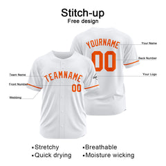 Benutzerdefinierte Authentisch Baseball-Trikot Weiß-Orange