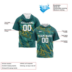 Benutzerdefinierte Grün Kurzarm-Kapuzenpullover für Männer Frauen Hemden mit Kapuzen gedruckt Name Logo