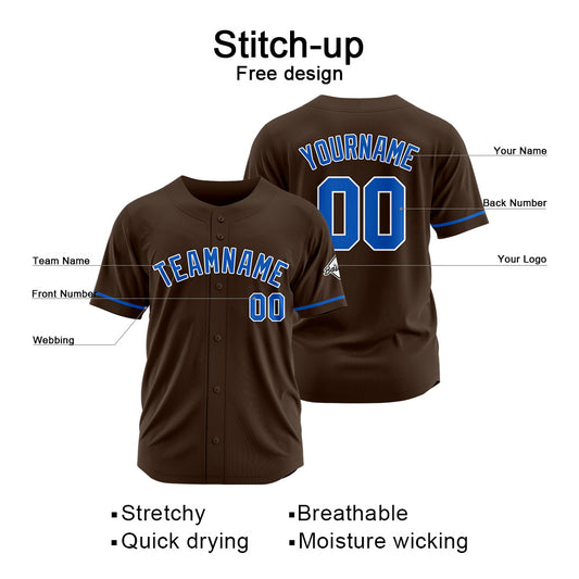 Benutzerdefinierte Authentisch Baseball-Trikot Braun-königlich