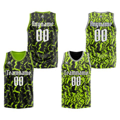 Benutzerdefinierte Reversible Basketball Jersey Personalisierte Print Name Nummer Logo Schwarz&Neon Grün