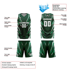 Benutzerdefinierter Drak Grün Basketball Jersey Uniform Anzug gedruckt Ihr Logo Name Nummer