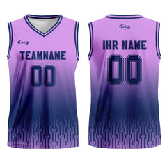 Benutzerdefinierter Helllila Dunkelblau Farbverlauf Basketball Jersey Uniform Anzug gedruckt Ihr Logo Name Nummer