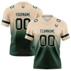 Benutzerdefinierte Khaki Dunkelgrün Gradient Fußball Trikots Personalisierter Name Nummer Logo