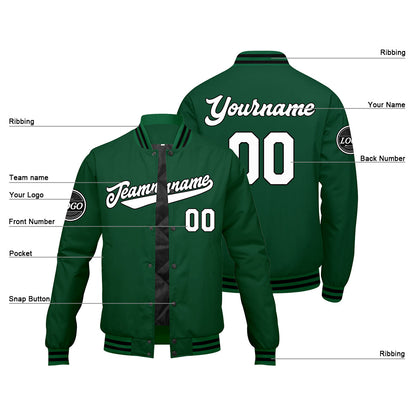 Benutzerdefinierte Verlauf Varsity-Jacke. Letterman-Jacke Grün Schwarz Weiß