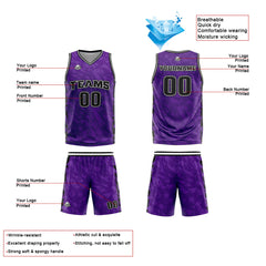 Benutzerdefinierter Lila Basketball Jersey Uniform Anzug gedruckt Ihr Logo Name Nummer