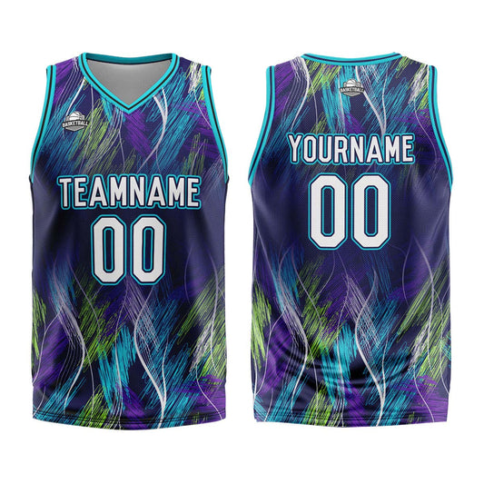 Benutzerdefinierter Lila Hellblau Basketball Jersey Uniform Anzug gedruckt Ihr Logo Name Nummer