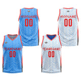 Benutzerdefinierte Reversible Basketball Jersey Personalisierte Print Name Nummer Logo Chevron-Hellblau&Weiß